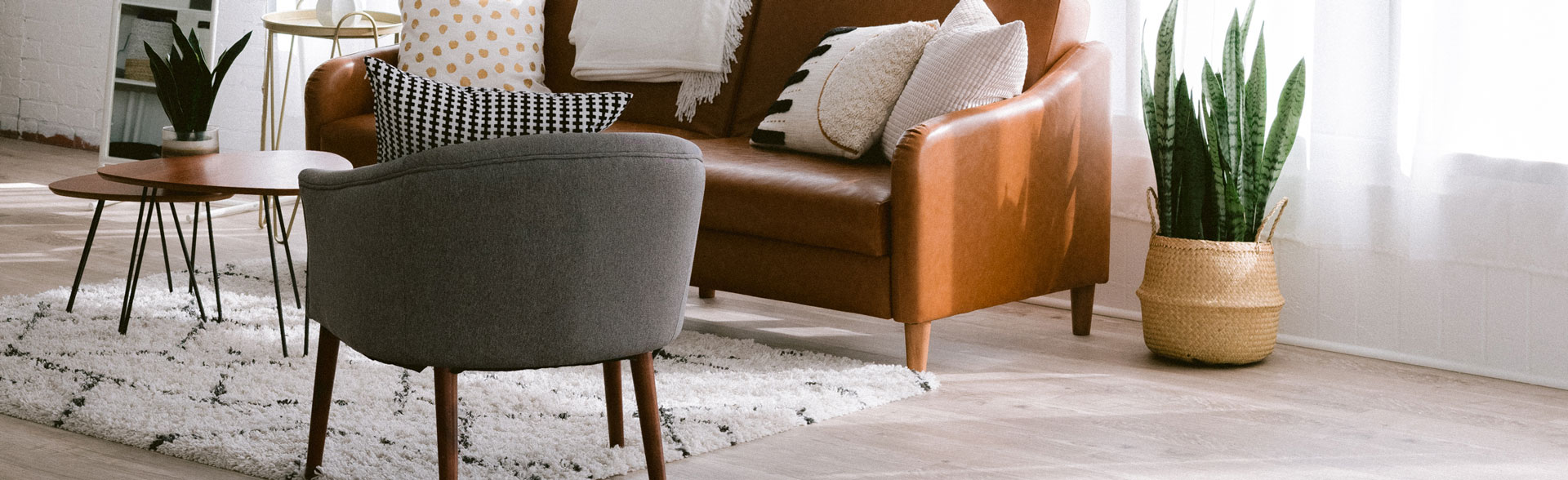 A group of stylish, modern chairs arranged on a smooth laminate flooring
