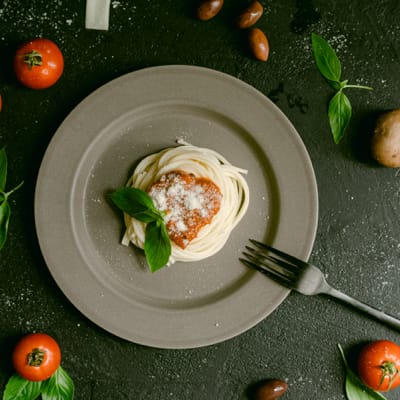  Plate of Spaghetti and mince with garnish