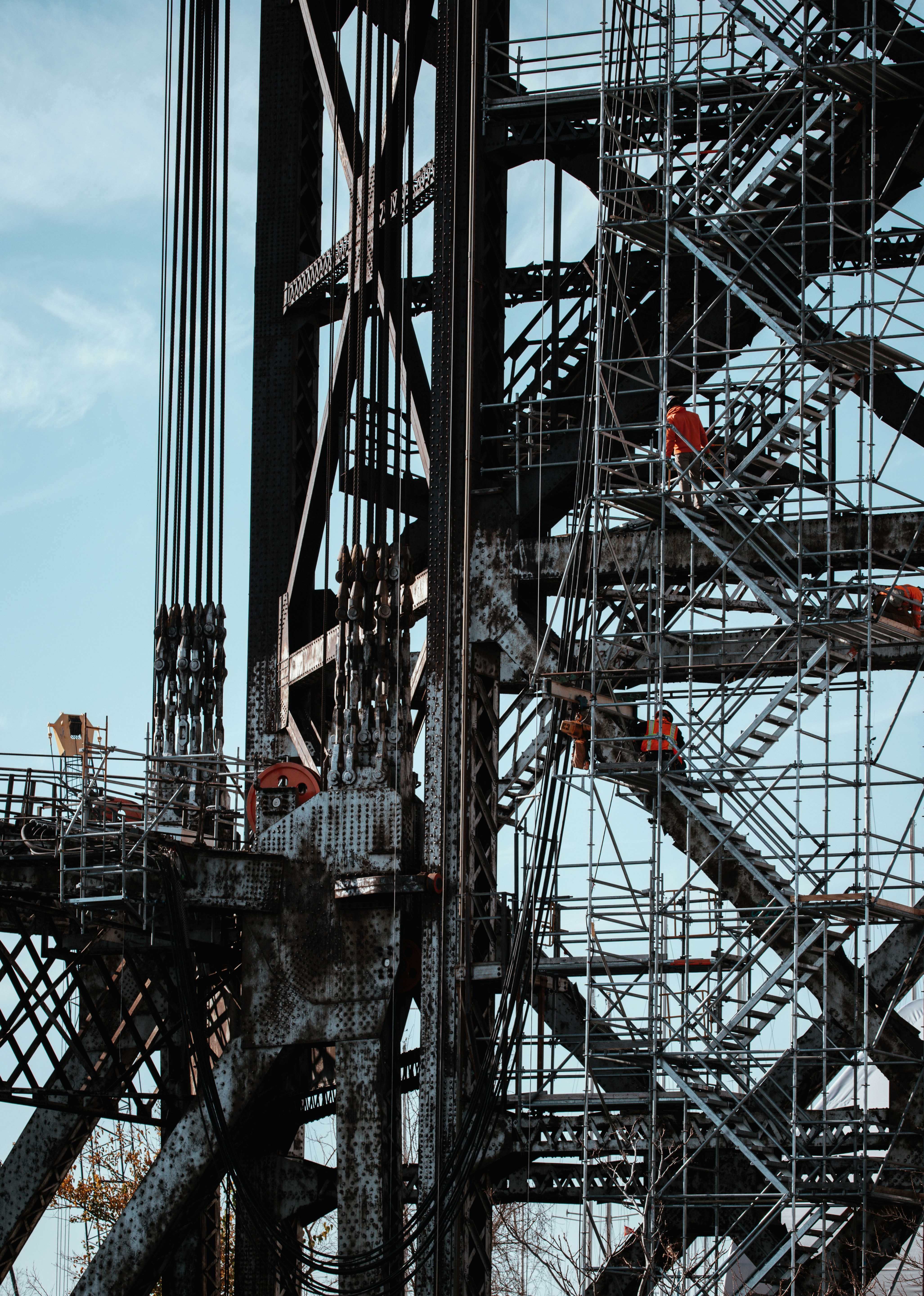 Complex set of stair cases at a construction site